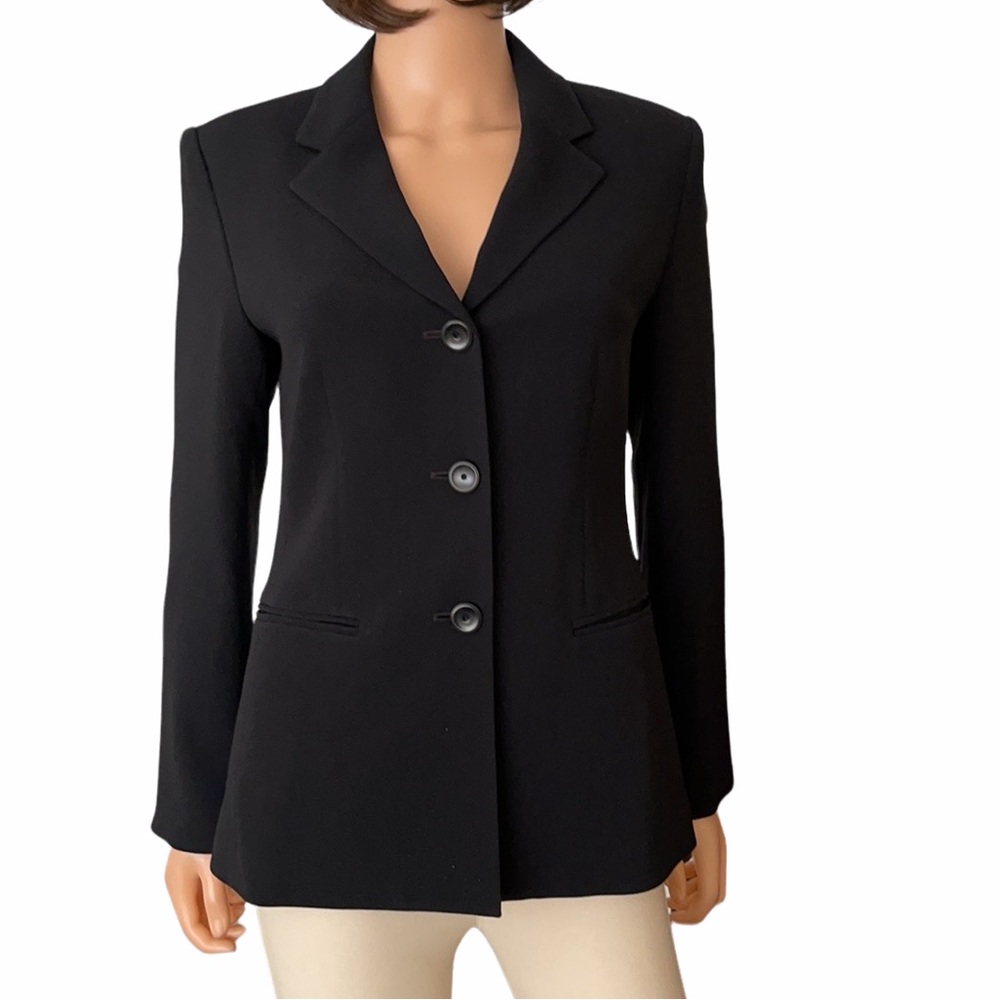 Talbots Black Triacetate Blend Tailored Blazer Size 2